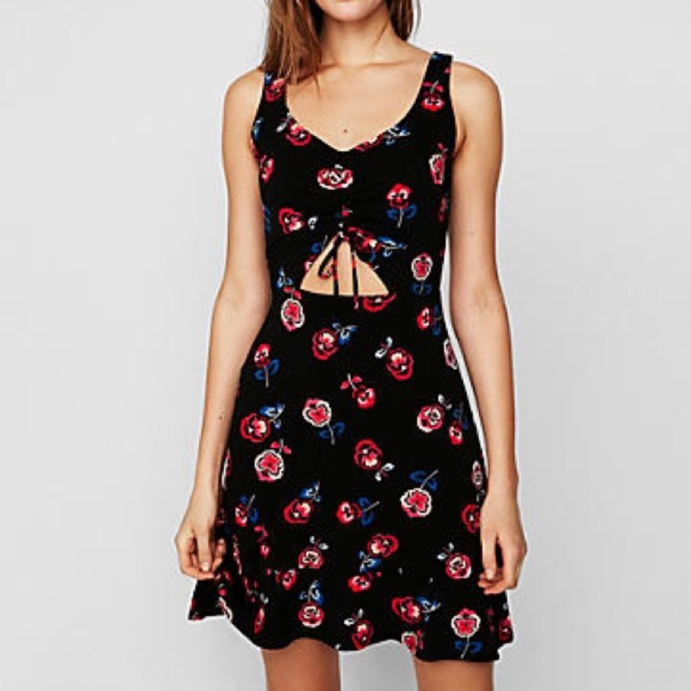 Express floral cut out mini dress